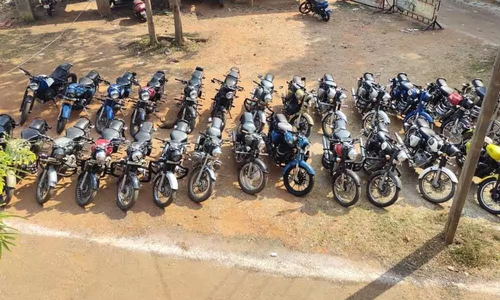 Vehicles seized by the city traffic police in Visakhapatnam