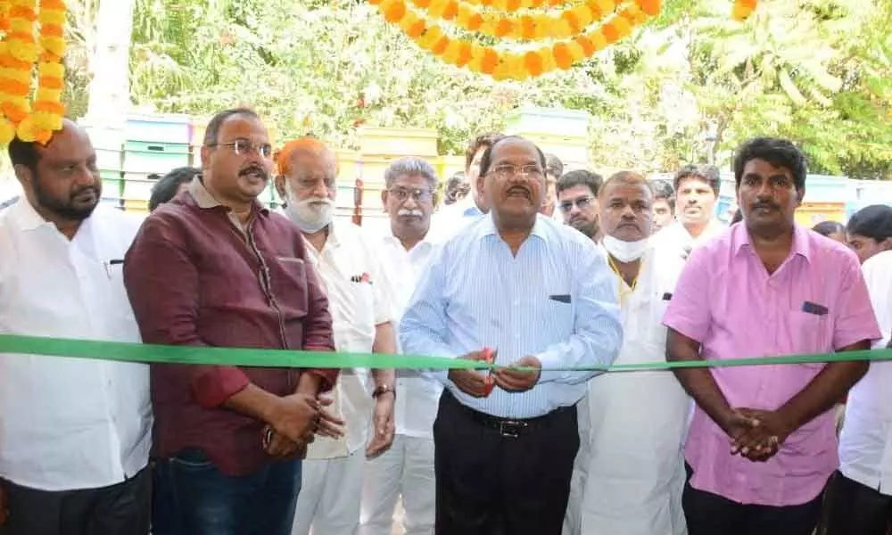 EAR Education Group chairman K Prabhakar inaugurating Srinivasa dairy in Rajamahendravaram on Monday