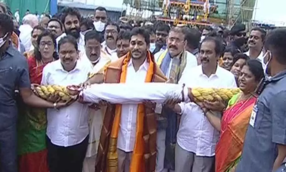 Chief Minister YS Jagan Mohan Reddy on Friday inaugurated the new chariot of Antarvedi.