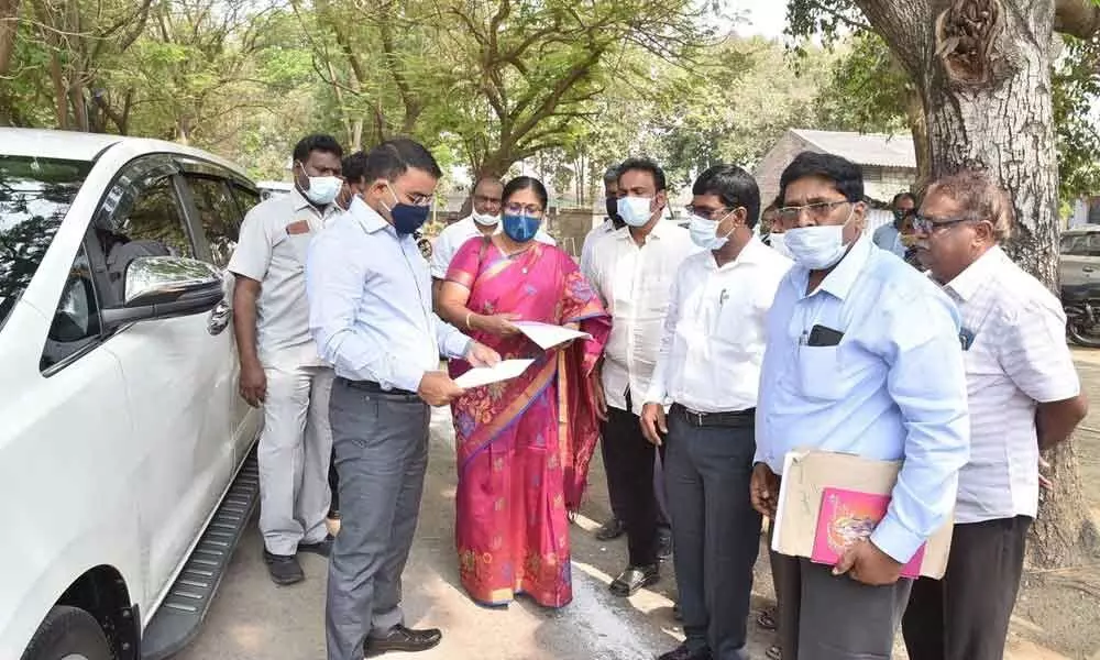 District Collector Vivek Yadav inspecting polling material distribution point in of Guntur district on Friday