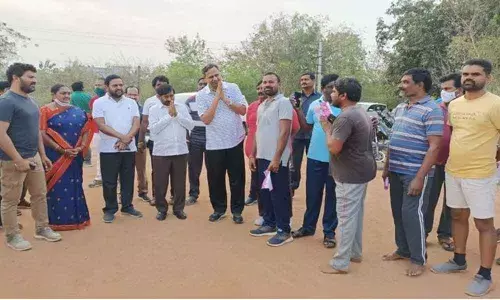 TRS MLC candidate Palla Rajeshwar Reddy and Minister G Jagdish Reddy urging the votes of Graduate walkers in Suryapet on Friday