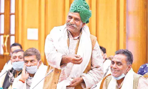 Members of UP farmer representatives during a meeting with Delhi CM Arvind Kejriwal (not in picture), regarding the three agri-laws, in New Delhi, on Sunday