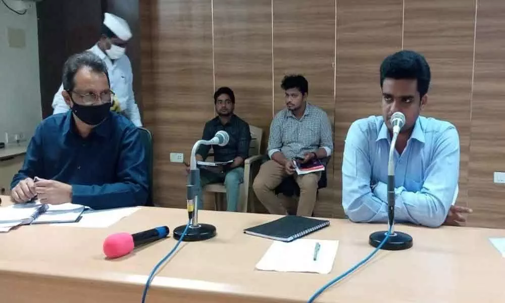 ITDA project officer Praveen Aditya addressing the officials at Rampachodavaram on Monday