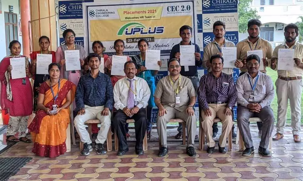 Students selected in campus recruitment with the management of Chirala Engineering College
