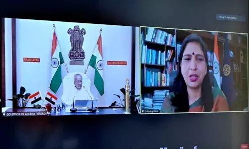 Governor Biswa Bhusan Harichandan addressing the South Zone Vice-Chancellors’ meet virtually on Wednesday