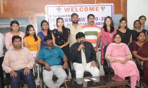 Head of the Department of Psychology, AU, MVR Raju, speaking at a press conference in Visakhapatnam on Wednesday