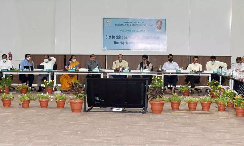 Somesh Kumar, the Chief Secretary, holding a meeting with Additional Collectors of Local Bodies at BRKR Bhavan on Thursday