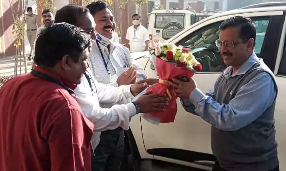 Aam Aadmi Party (AAP) chief and Delhi CM Arvind Kejriwal reached Gujarats Surat city on Friday to participate in a roadshow organised by the state party unit.