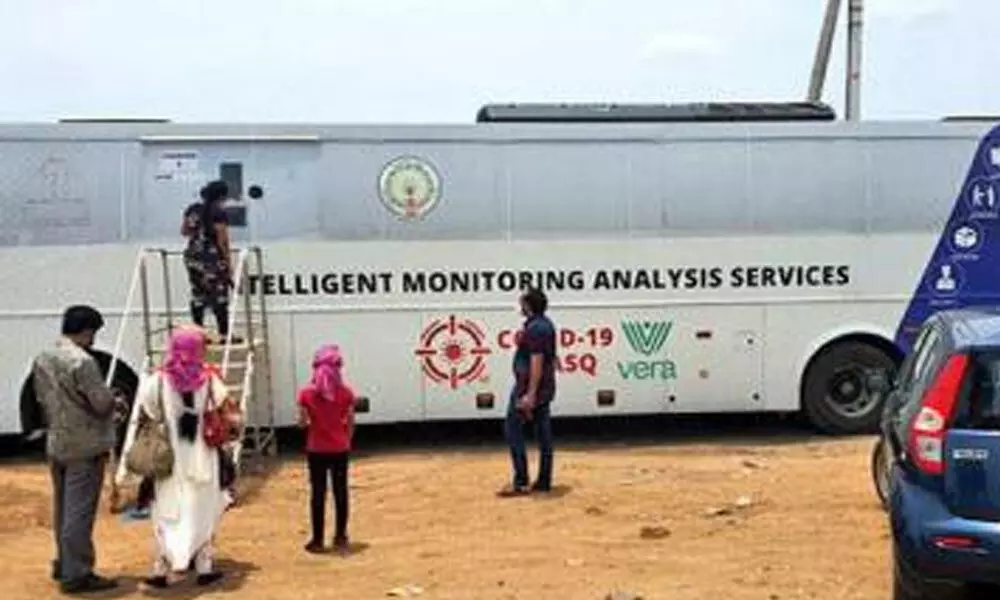 Shocking! Covid testing bus next to garbage site