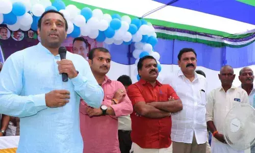 IT, Skill Development and Industries Minister Mekapati Goutham Reddy addressing at Gandlaveedu in Atmakur constituency on Saturday