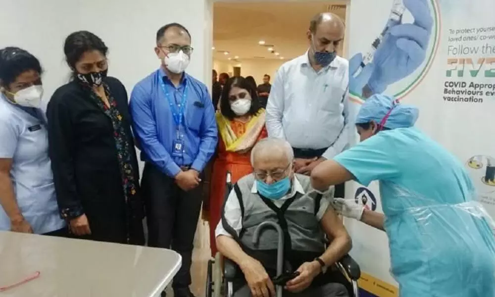 Ramaswami Parthasarathy, a 97-year-old Bengaluru resident was the first person to be inoculated in Manipal Hospitals  on Monday