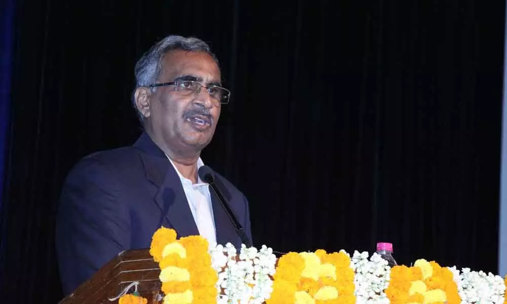 Director of National Institute of Ocean Technology (NIOT), Ministry of Earth Sciences, G A Ramadass delivering a talk  as a part of the National Science Day celebrations organised by NSTL in Visakhapatnam on Monday