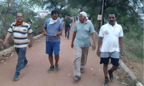 Telangana Jana Samithi chief Prof Kodandaram campaigning at Waddepally in Warangal on Monday