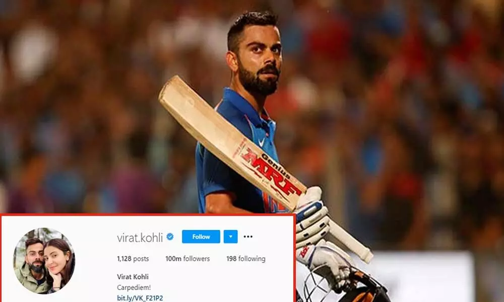 Indian skipper Virat Kohli became the first cricketer to hit 100 million followers on Facebook owned photo and video sharing social networking platform Instagram.