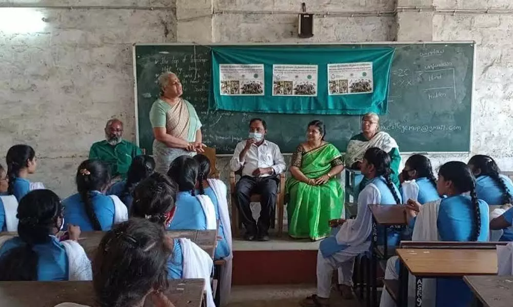 Andhra University Zoology professor and Chairperson of Board of Studies Ch Manjulatha speaking at  a programme organised to mark ‘World Wildlife Day’ on Tuesday