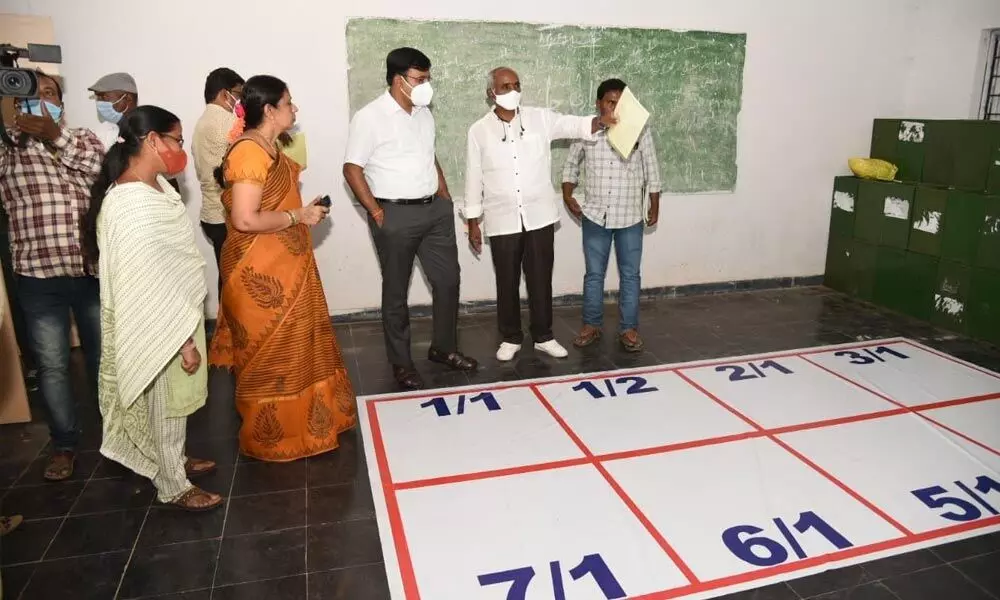 Nellore District Collector KVN Chakradhar Babu observing polling arrangements in Atmakur  on Tuesday