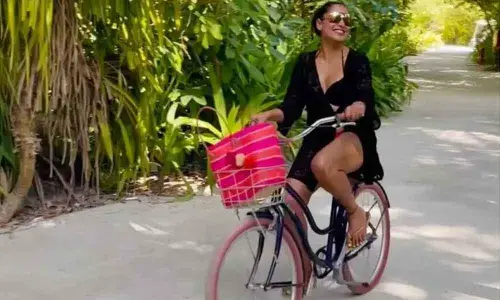 Bipasha Basu goes cycling
