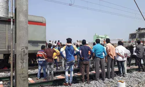 Engine of Danapur Express that was separated from its bogies between Station Ghanpur and Nashkal railway stations on Tuesday