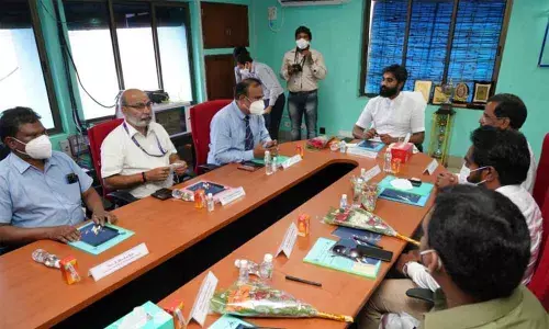 MP Margani Bharat Ram addressing Airport Advisory and Development Committee meeting at airport in Rajamahendravaram onTuesday