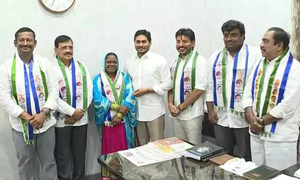 AP MLC Elections: YSRCP candidates meet YS Jagan, receives B-Forms to file nominations