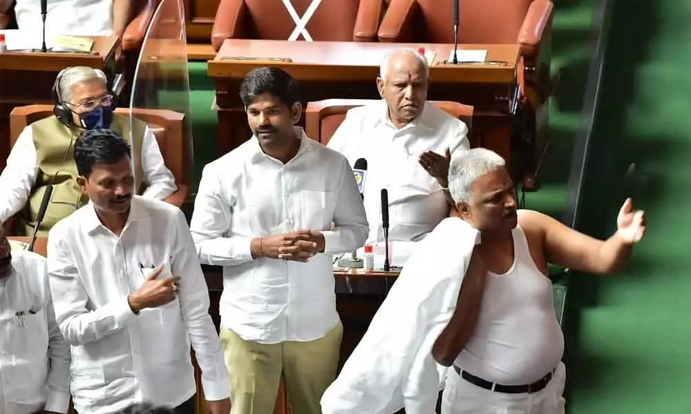 Congress MLA suspended for a week for removing shirt in Assembly