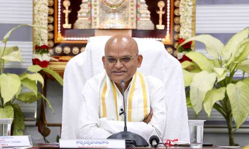 TTD EO Dr K S Jawahar Reddy speaking in Dial your EO  programme at Annamayya Bhavan at Tirumala