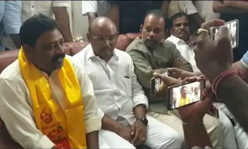 TDP chairman candidate for Mydukuru municipality Danapala Jagan speaking to media persons on Saturday