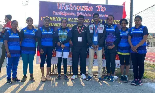 Andhra Pradesh Women’s Soft Tennis team in Srinagar