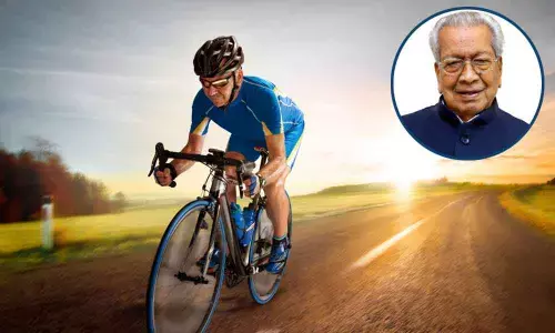 Governor Biswa Bhusan Harichandan launches poster on ICRS Centenary Cycle Rally