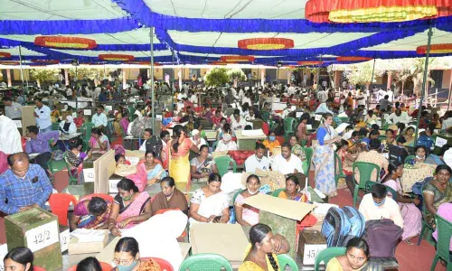 Staff receiving poll material in Anantapur on Tuesday