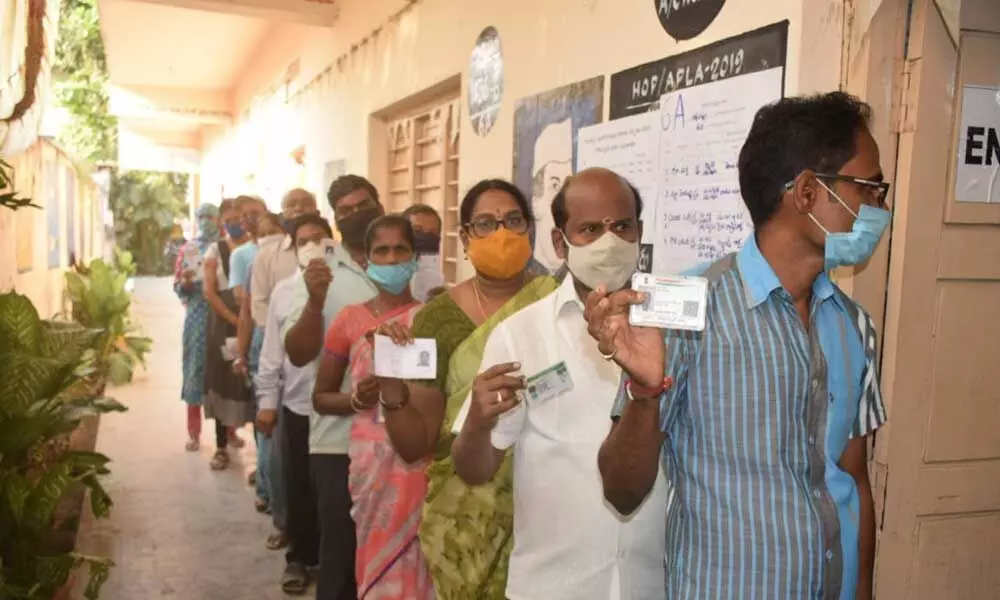 Voters exercise their franchise in various wards in Visakhapatnam