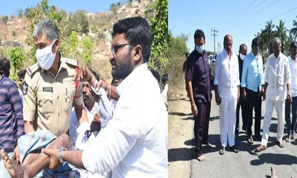 Andhra Pradesh Minister Peddireddy Ramachandra Reddy expressed his generosity. The minister, who was on a tour of his own district, stood by the man in a life-threatening condition.