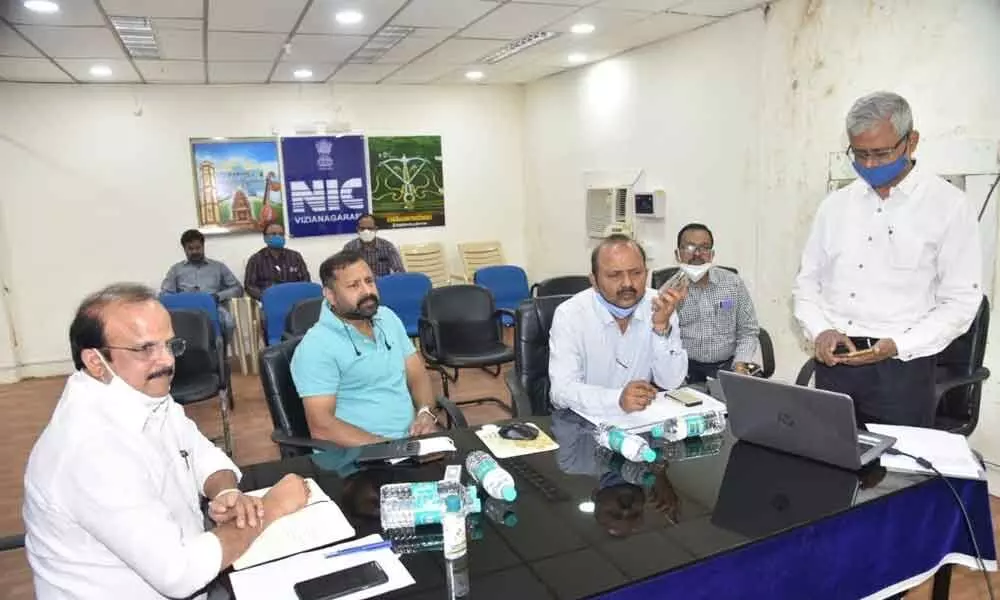 Election observer Kantilal Dande and District Collector M Hari Jawaharlal instructing the officials on counting process in Vizianagaram on Saturday