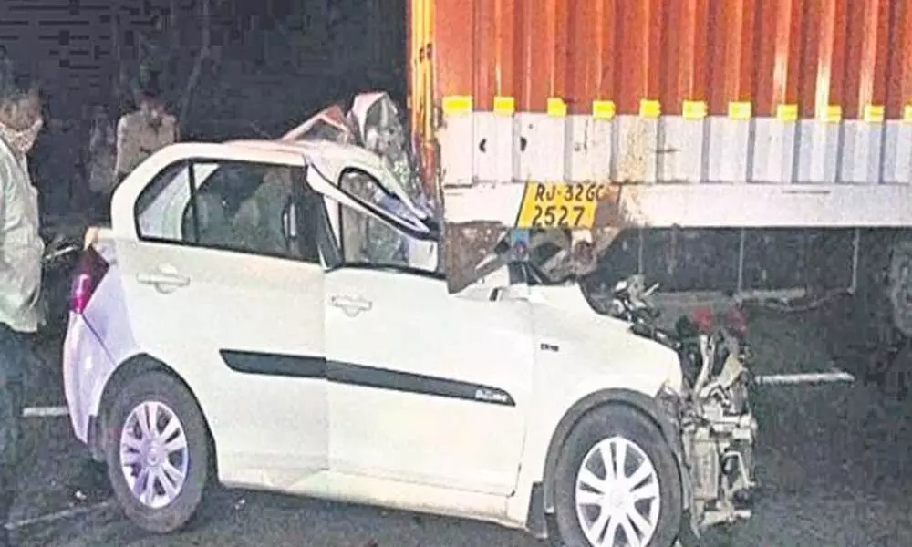 3 die in car rams into container in Hyderabad