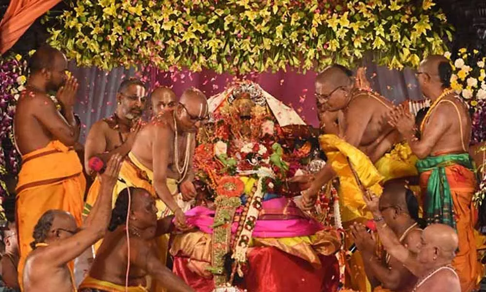 File photo of celestial wedding of Lord Rama in April  last year in Bhadrachalam