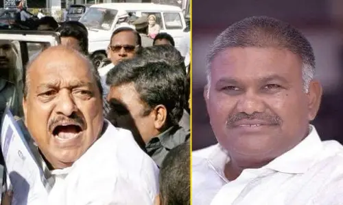 Former MLA J C Prabhakar Reddy and MLA K Peddareddy