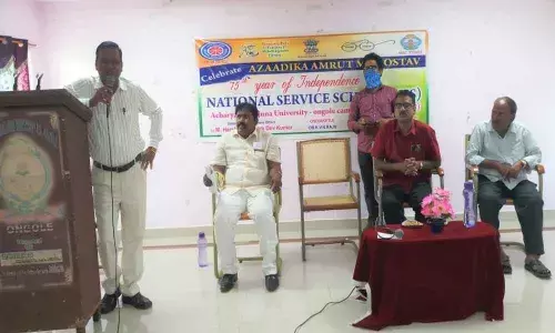 ANU PG Campus SO Dr B Krishna speaking at Azadi Ka Amrut Mahotsav in Ongole on Tuesday