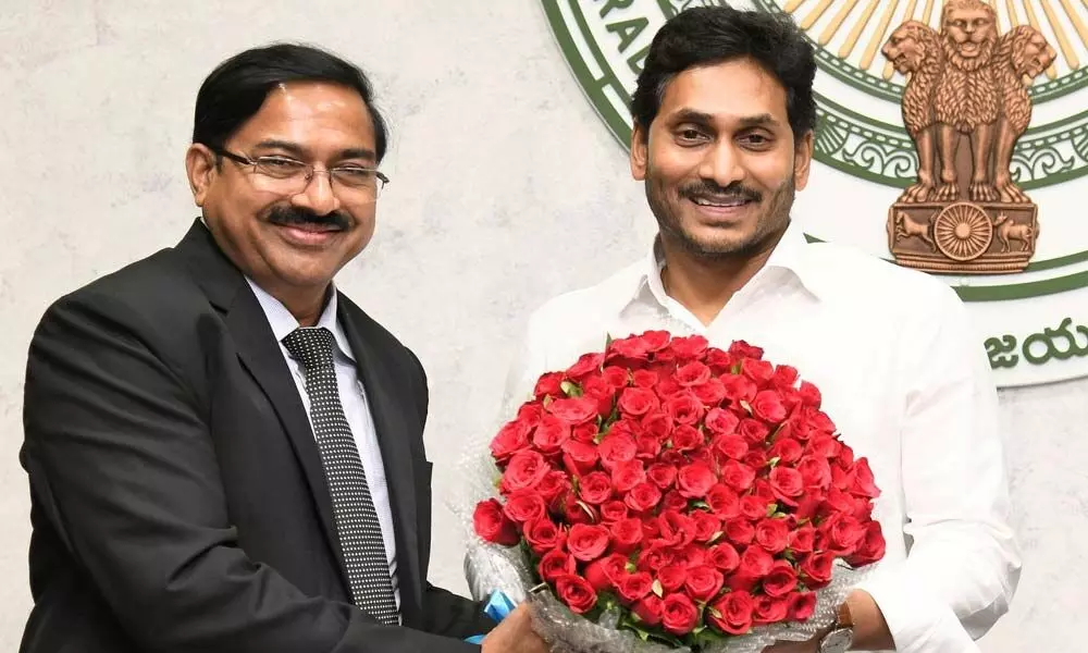 NABARD chairman G R Chintala meets Chief Minister YS Jagan Mohan Reddy in Tadepalli on Thursday