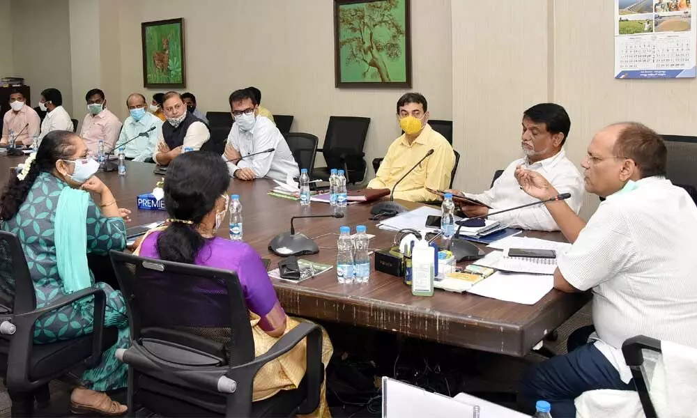 Chief Secretary Somesh Kumar IAS and other senior officials during a meeting on plantation at BRKR Bhavan on Friday