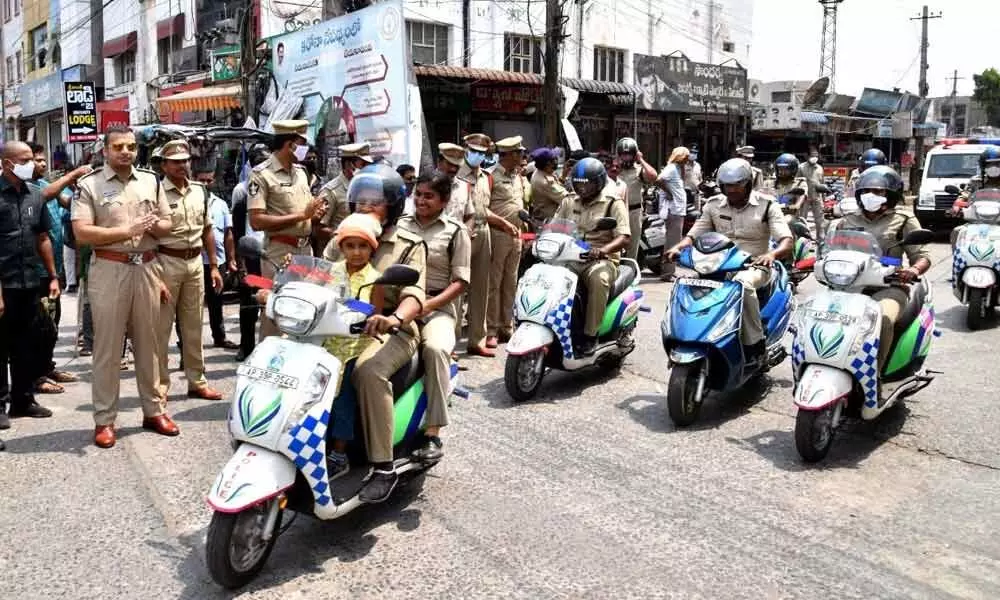 Siddharth Kaushal inspecting the fleet of two-wheelers