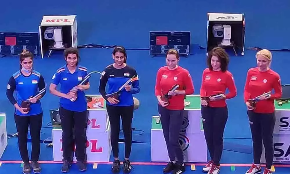 India win gold in both men, women air pistol team event