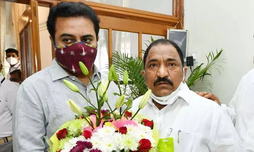 MLA Sandra Venkata Veeraiah meets KTR