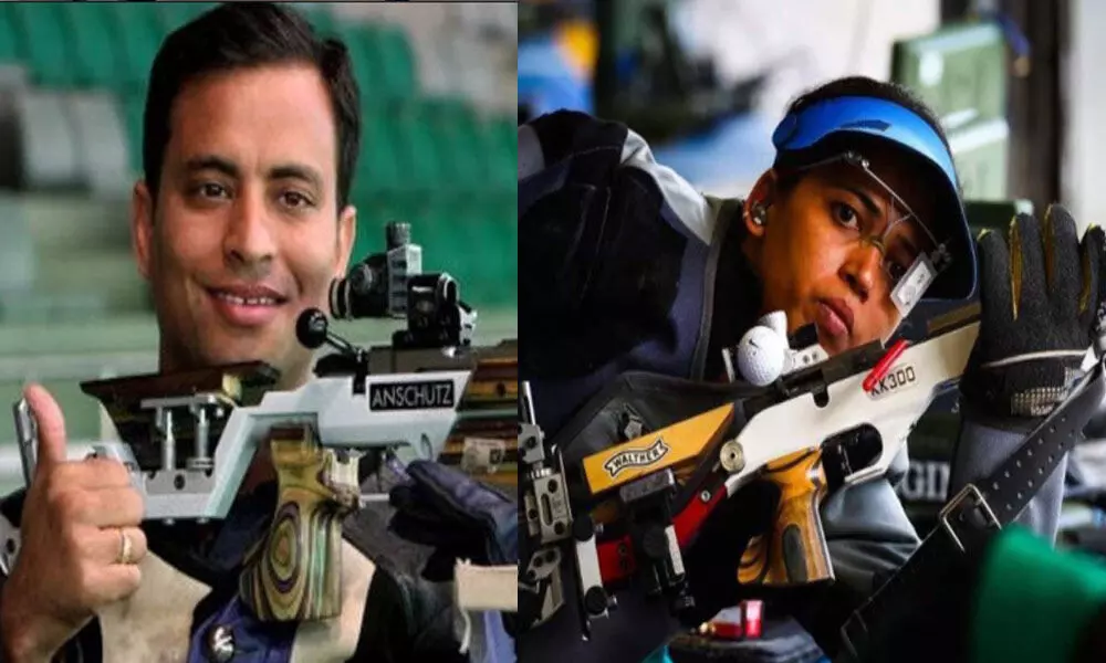 Sanjeev Rajput and Tejaswini Sawant won gold in the 50m rifle 3 positions mixed team event at the shooting World Cup here on Friday.