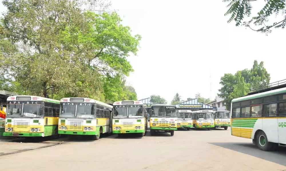 RTC buses confined to bus station in Rajamahendravaram