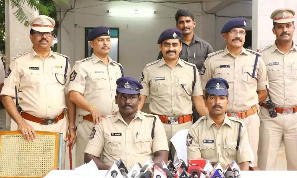 Urban SP Ch Venkata Appala Naidu addressing media over temple robbery case in Tirupati on Sunday