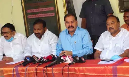 Chief Whip D Vinay Bhaskar speaking to media persons in Hanamkonda on Sunday