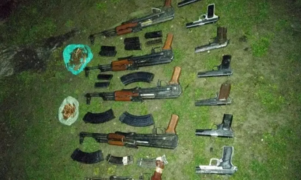 5 AK rifles, 7 pistols recovered near Line of Control in Kashmir