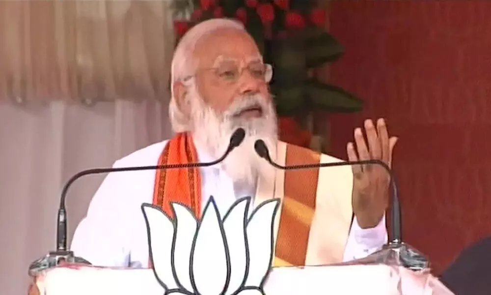 Prime Minister Narendra Modi Speaking at an election rally in Palakkad