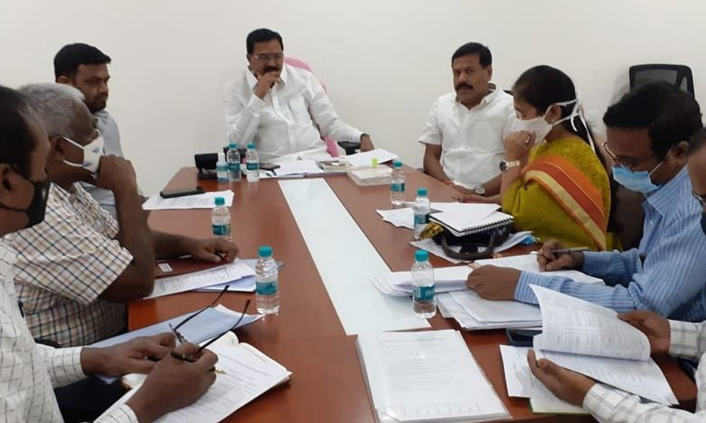 Agriculture Minister Singireddy Niranjan Reddy holding a review meeting on purchase of grains and development of markets in the State