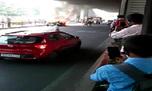 Hyderabad: Moving car catches fire in Tarnaka